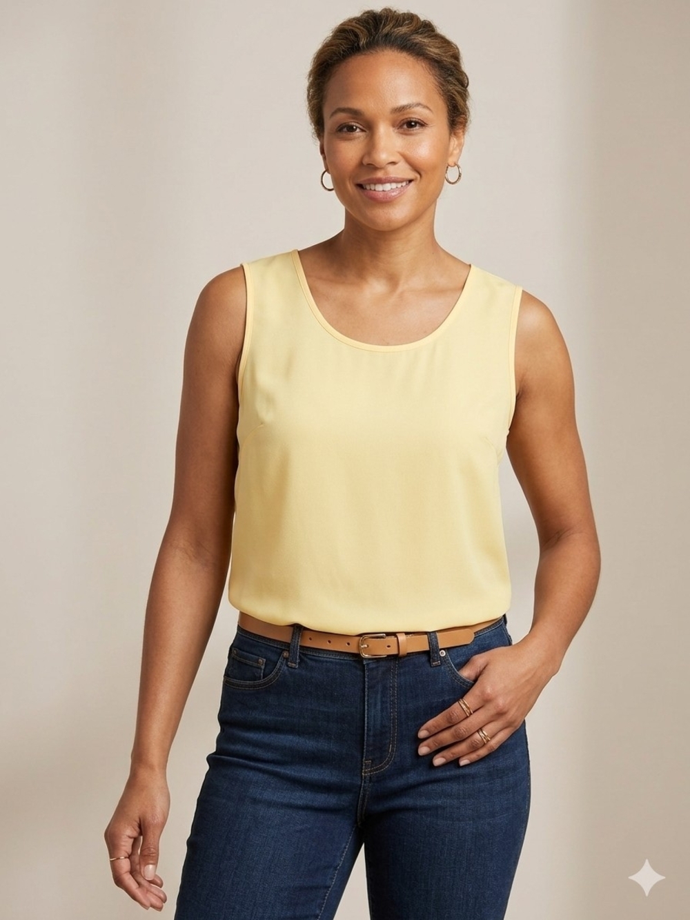 Liz Baker Yellow Sleeveless Tank Top Women's Size 12 Solid Lightweight Shell